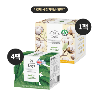 [정기배송]반값 중형4팩+유기농 오버나이트 1팩