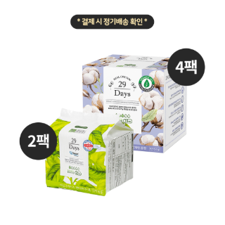 [정기배송]유기농 중형4팩+친환경 라이너 2팩